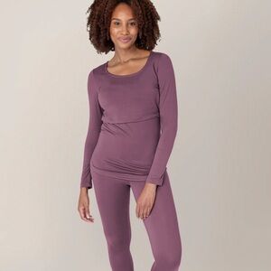 NWT • Kindred Bravely Jane Nursing Pajama Set in Burgundy Plum • S